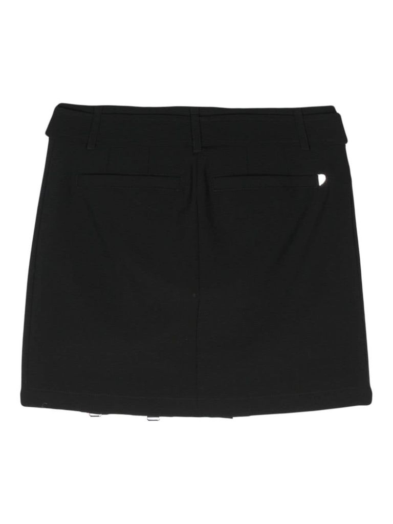 Shop Dondup Wool Mini Skirt With Belt In Black