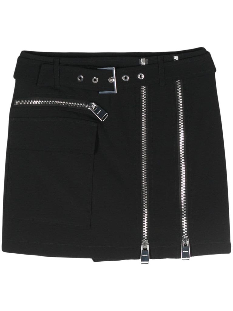 Shop Dondup Wool Mini Skirt With Belt In Black