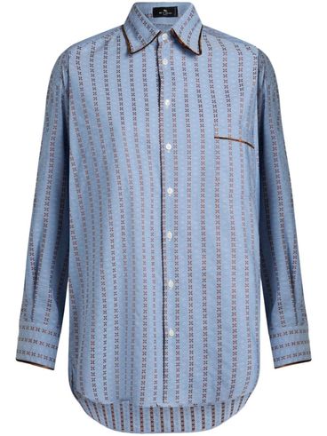 ETRO - Camicia in cotone con effetto jacquard