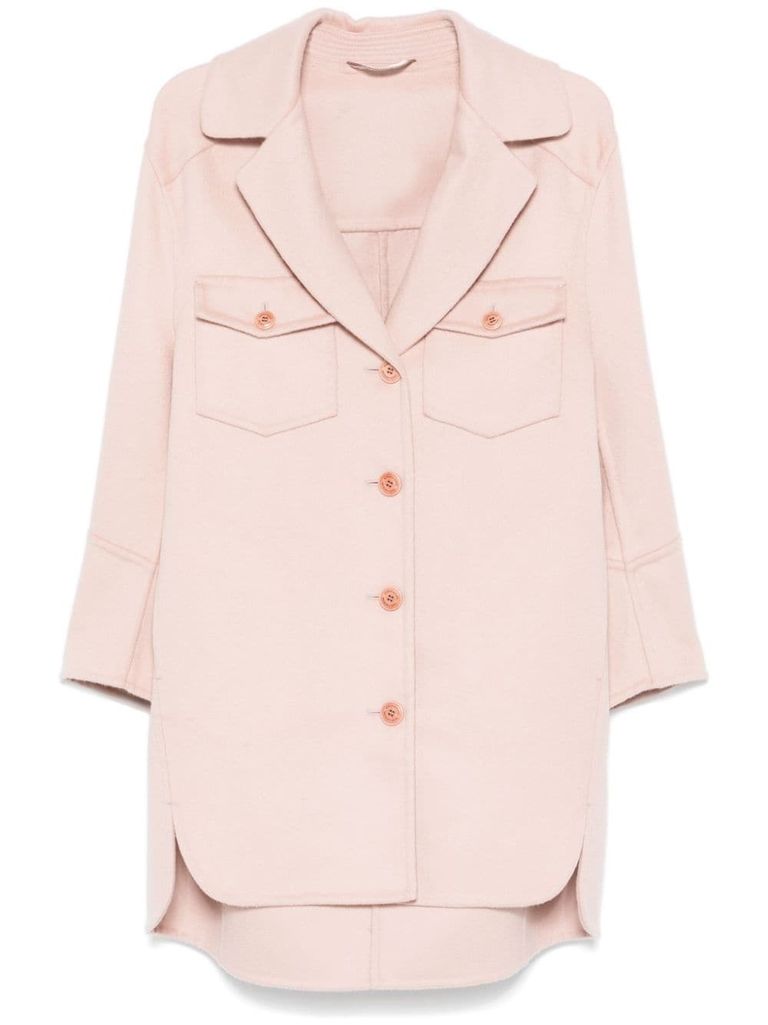 Shop Ermanno Scervino Wool Coat With Pockets In Pink