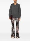 Velvet floral trousers.