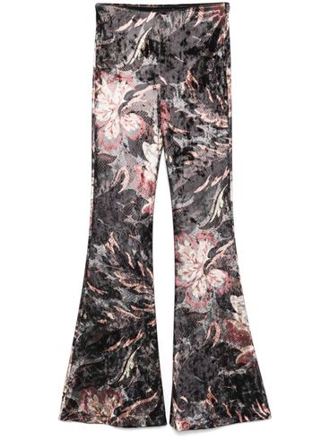 Velvet floral trousers.