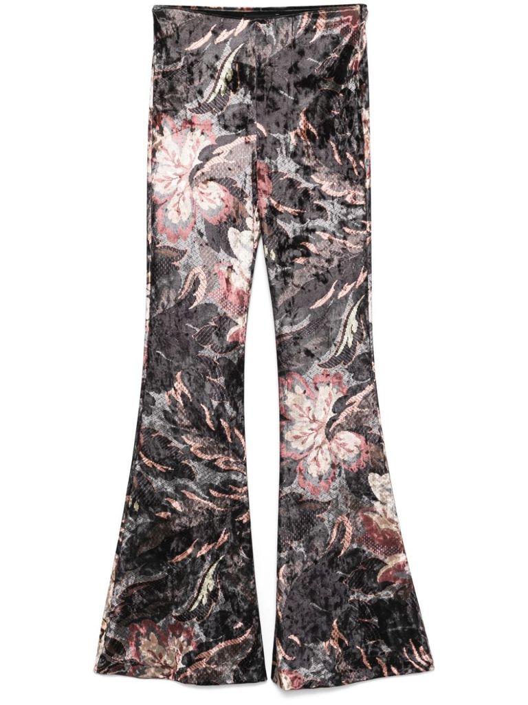 Shop Etro Velvet Floral Trousers. In Multicolour