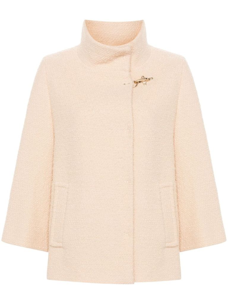 Shop Fay High Collar Wool Cape In Pink