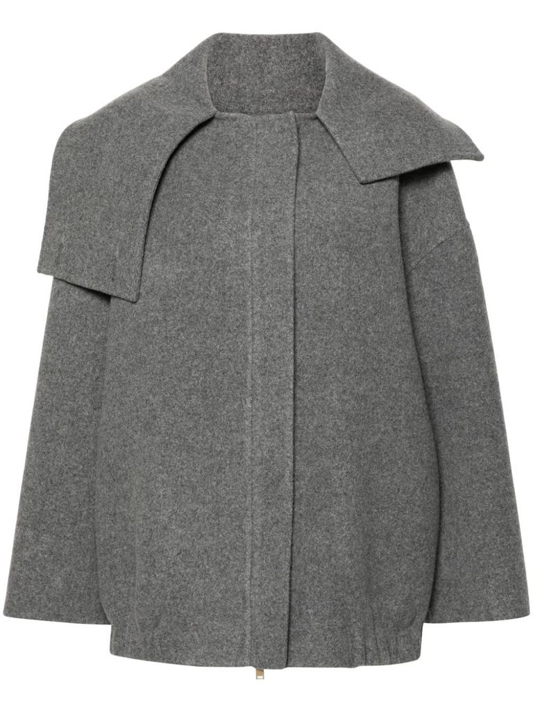 Shop Fabiana Filippi Short Virgin Wool Coat In Grey