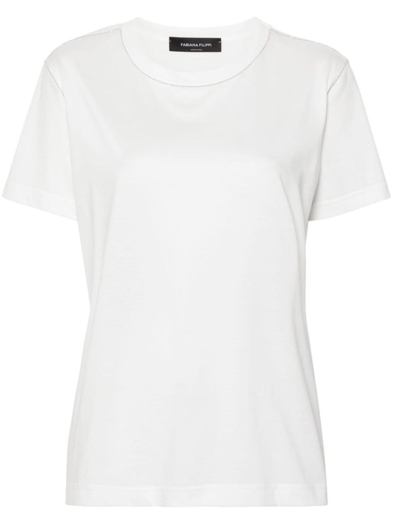 Shop Fabiana Filippi Crew Neck Cotton T-shirt In White