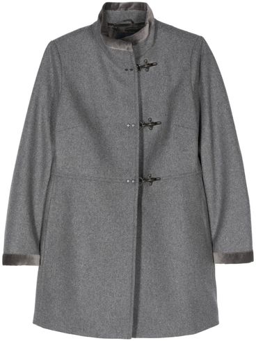 Long wool coat with high collar