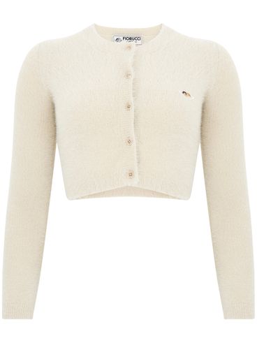 Cropped cardigan with logo embroidery