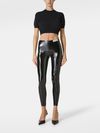 Leather-effect leggings with logo