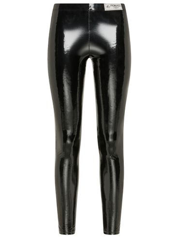 Leather-effect leggings with logo