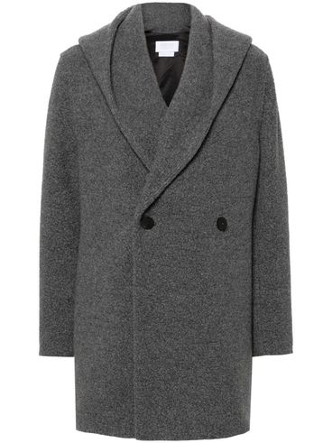 Short wool coat with hood