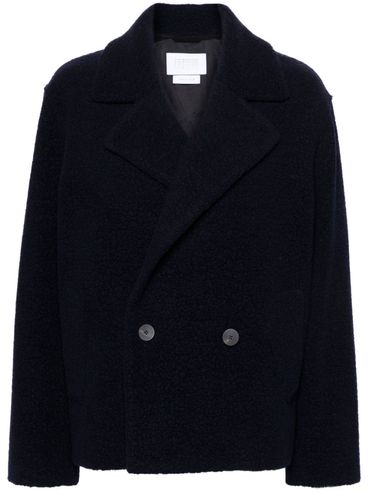 Short wool double-breasted coat