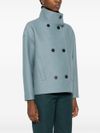 Short wool coat with high collar