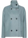 Short wool coat with high collar