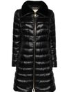 Long padded puffer coat with faux fur