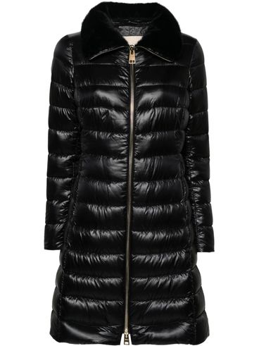 Long padded puffer coat with faux fur