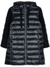 Long padded puffer coat with inserts