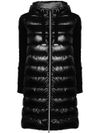 Long padded puffer coat with inserts