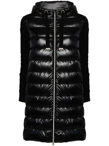 Long padded puffer coat with inserts