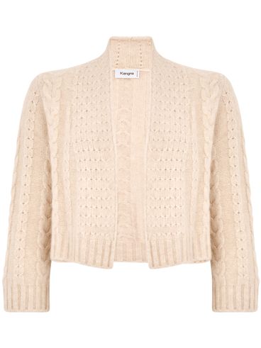 Cropped perforated wool cardigan