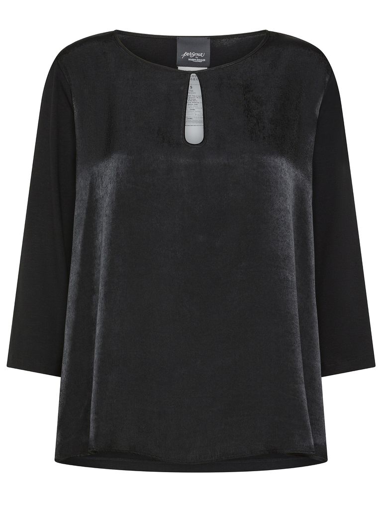 Shop Marina Rinaldi Angio Blouse In Satin In Black