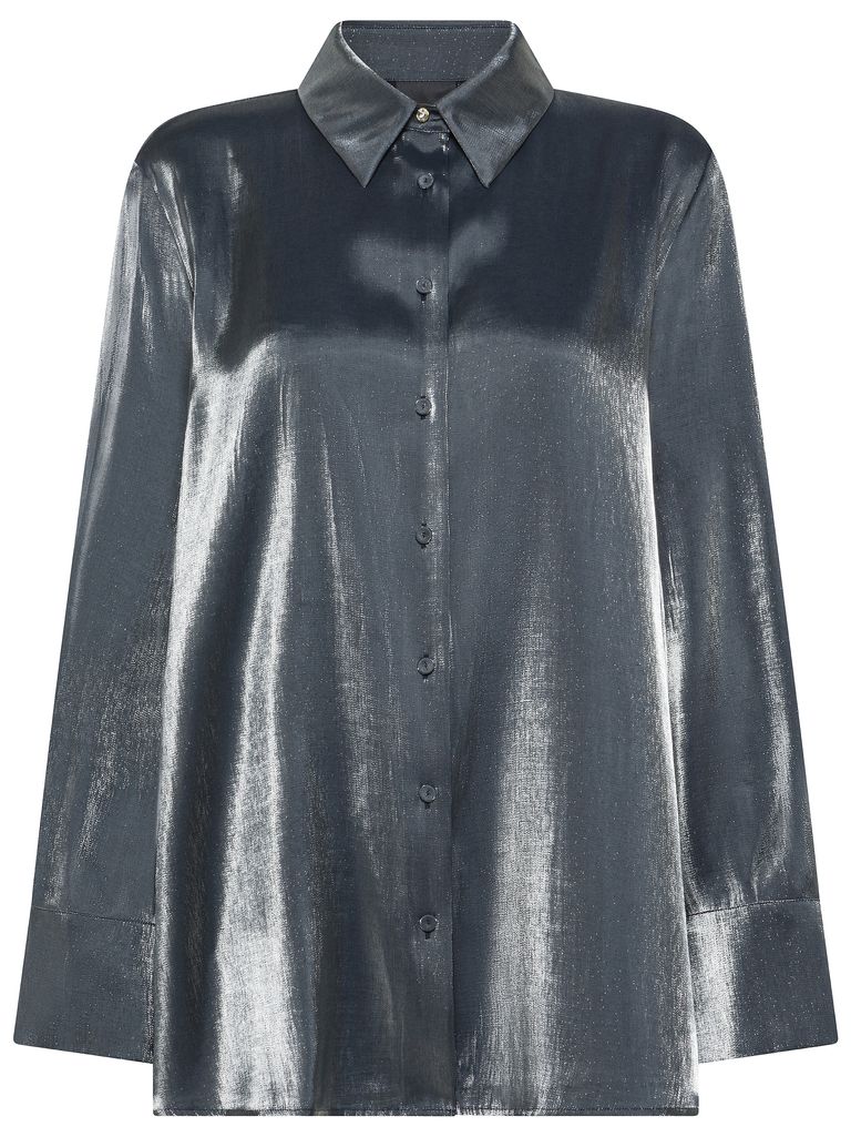 Shop Marina Rinaldi Norma Shirt In Viscose In Silver