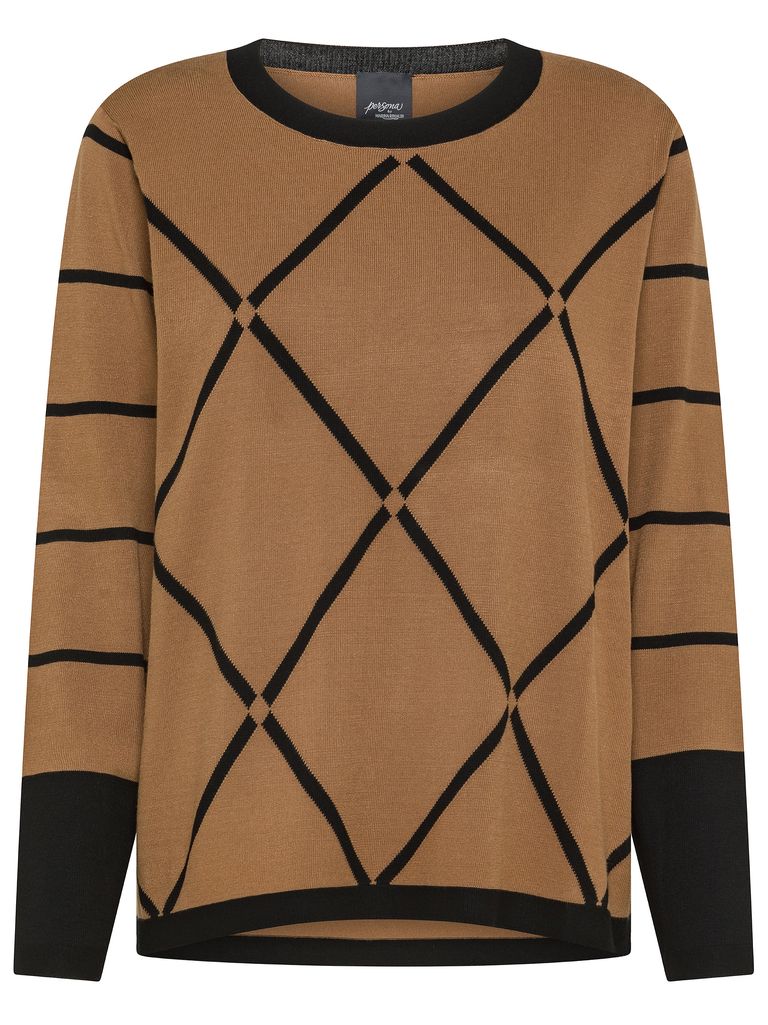 Shop Marina Rinaldi Viscose Nerine Crew Neck Sweater In Beige