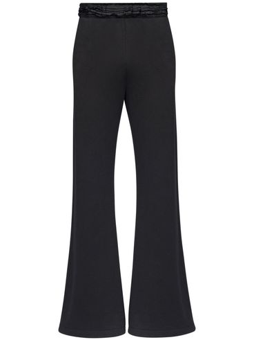 Cotton flared pants with ruffles