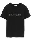 moncler - T-shirt in cotone con logo con strass