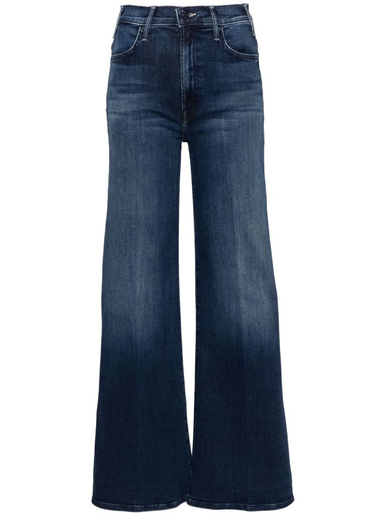 Shop Mother The Hustler Cotton Jeans In Blue