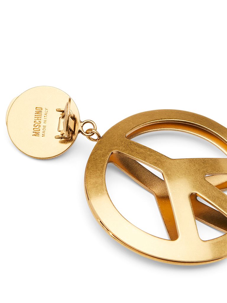 Shop Moschino Peace And Love Earrings In Gold