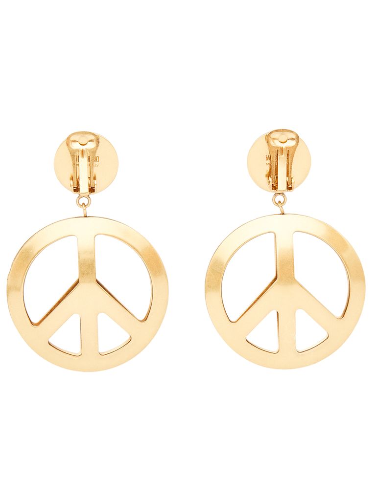 Shop Moschino Peace And Love Earrings In Gold