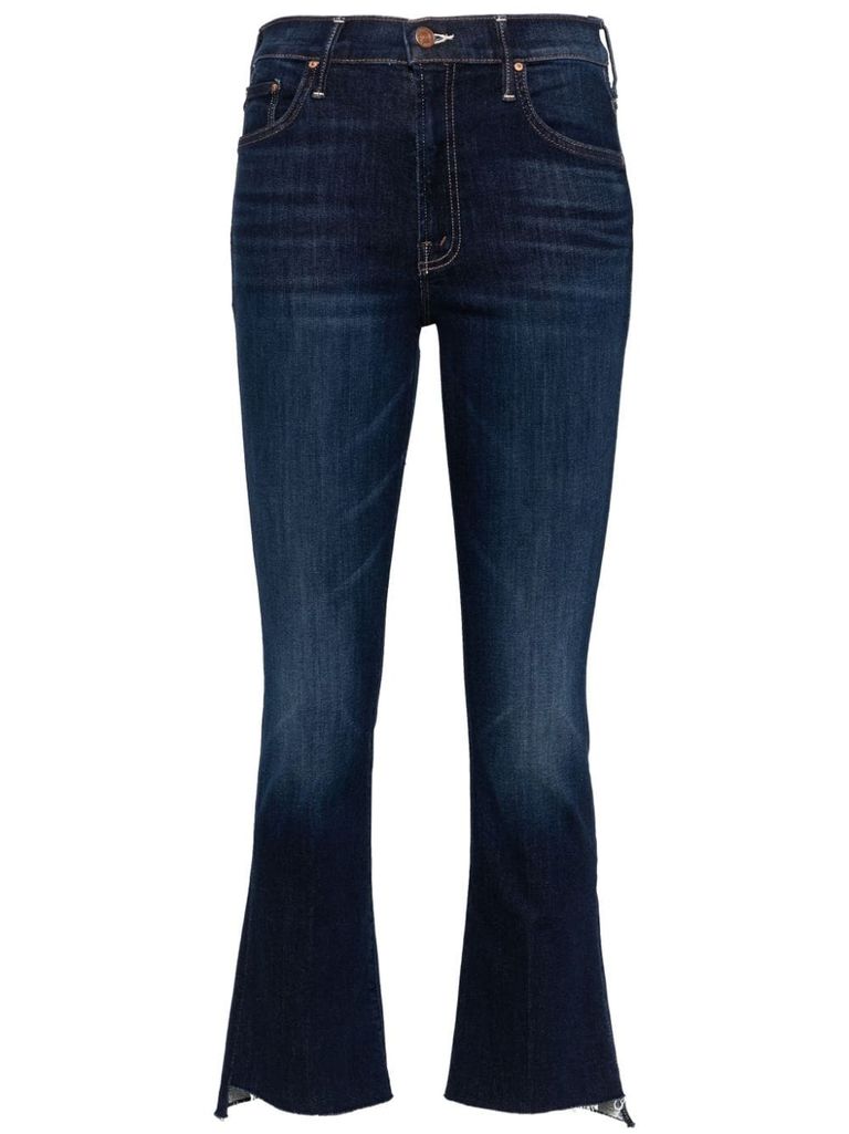 Shop Mother High-waisted Insider Crop Jeans In Blue