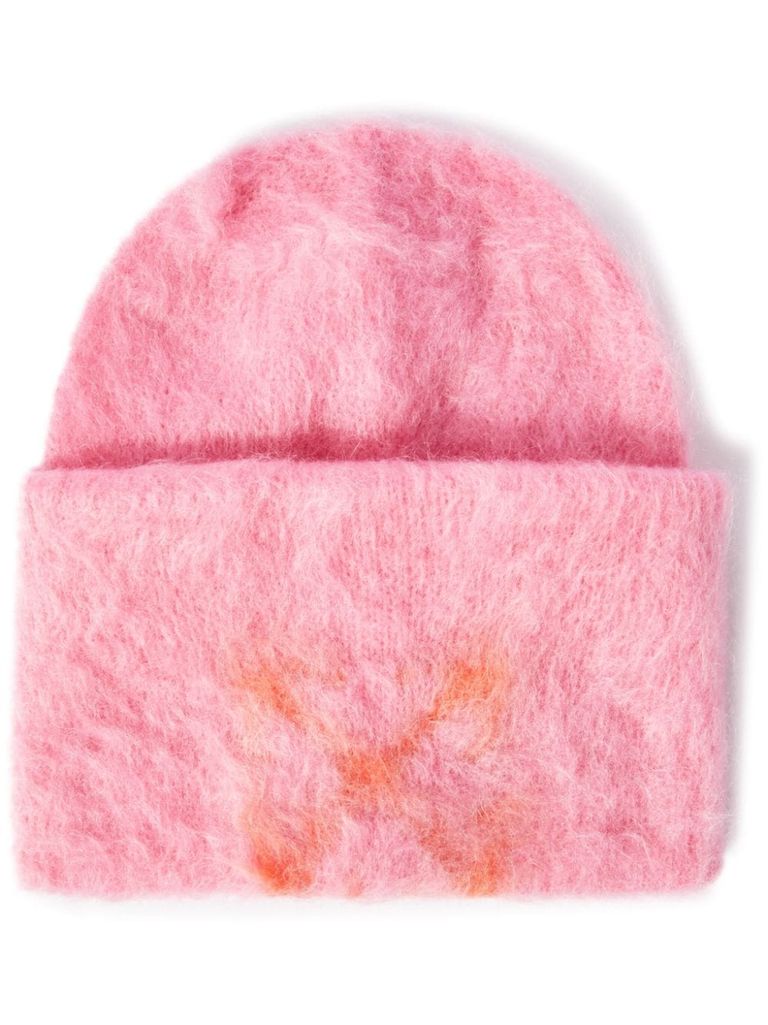 Shop Off-white Brushed Effect Wool Beanie In Pink