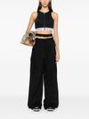 "Zip-front stretch crop top