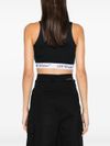 "Zip-front stretch crop top