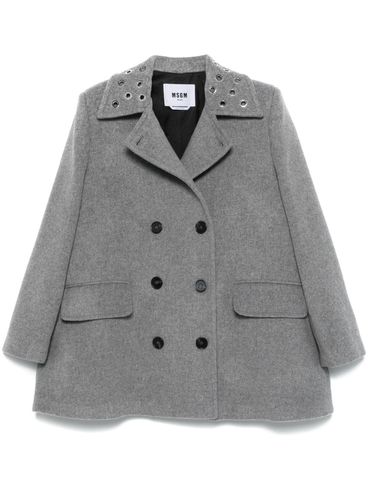 Short double-breasted wool coat