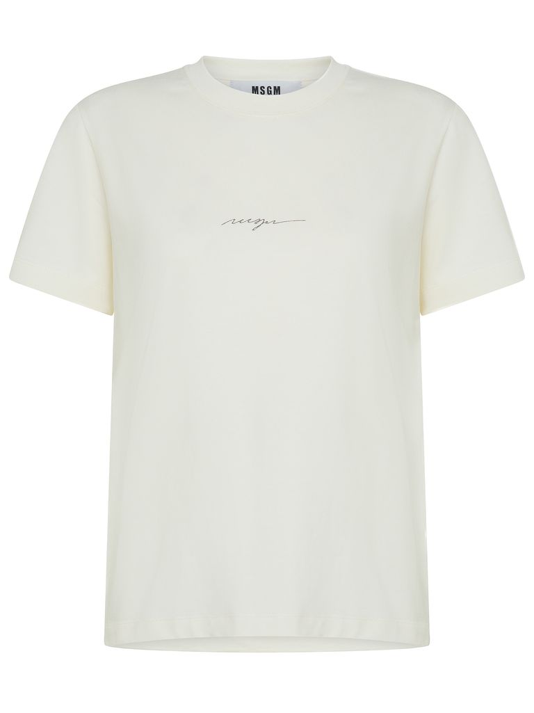 Shop Msgm Cotton T-shirt With Logo In White