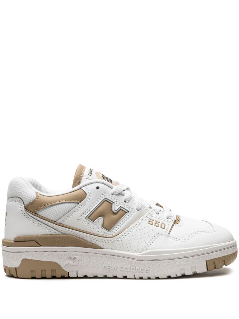 Shop New Balance Calf Leather 550 Sneakers In White