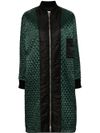 Long quilted coat with zip