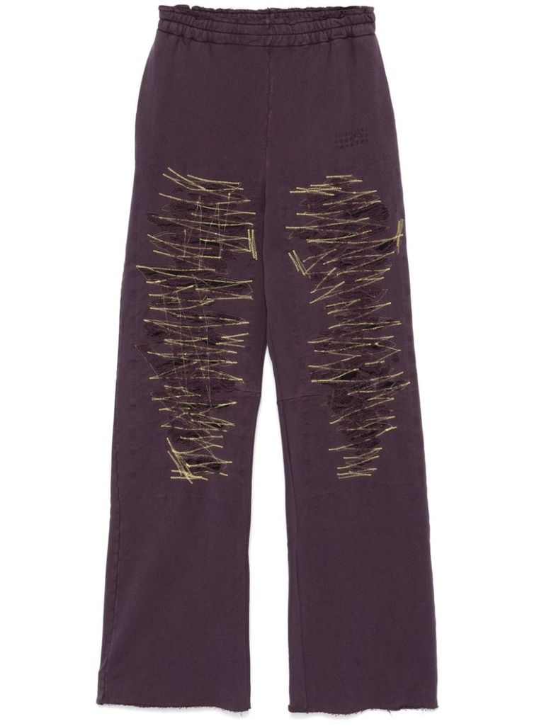 MM6 MAISON MARGIELA COTTON SWEATPANTS WITH DISTRESSING 