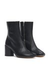 Calf leather ankle boots with stitching