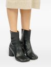 Calf leather ankle boots with stitching