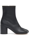 Calf leather ankle boots with stitching