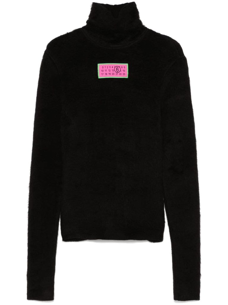 Shop Mm6 Maison Margiela Slim-fit Brushed-effect Sweater In Black