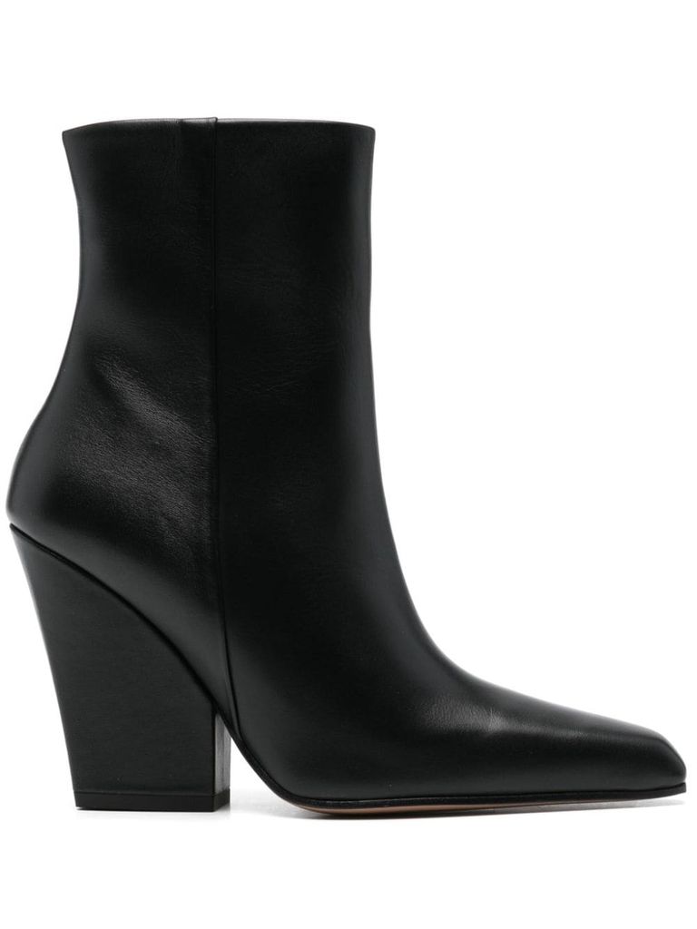 Shop Paris Texas Calf Leather Jane Ankle Boots With Heel In Black