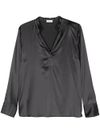 Black silk blouse with Punto Luce chain