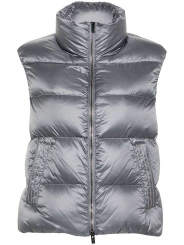 Gilet imbottito grigio con perline