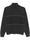 Wool sweater with beads and high collar