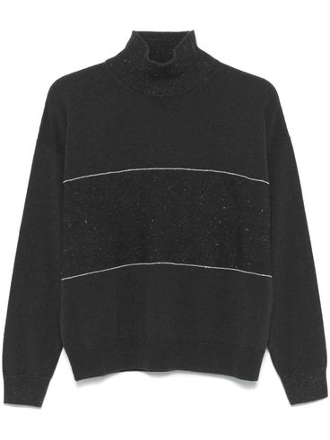 PESERICO - Wool sweater with beads and high collar